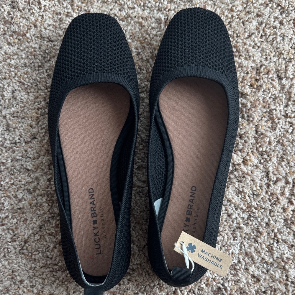 Lucky Brand Women's Black Mesh Flats